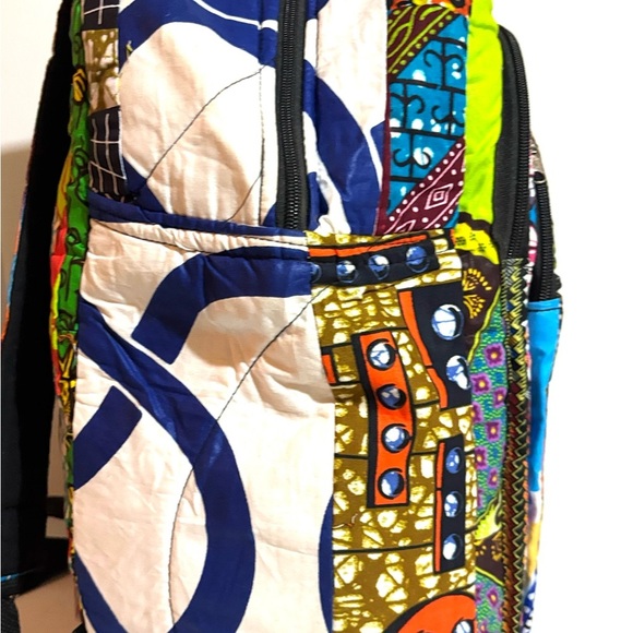 Handmade African ankara unisex handmade geometric backpack - Picture 2 of 5